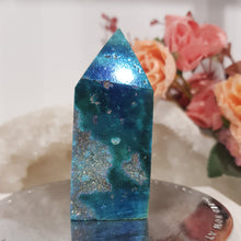 Load image into Gallery viewer, Blue-Titanium-Aura-Sphalerite-Crystal-Tower