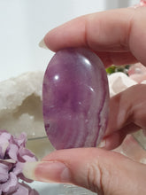 Load image into Gallery viewer, Fluorite Crystal Palm Stone palmstone on plastic stand.
Inspires CONCENTRATION AND STABILITY
Lovely Fluorite Crystal Palm stone on plastic stand. So pretty.