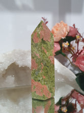 Load image into Gallery viewer, Beautiful Unakite Crystal Point Tower Stone. Lovely Colouring. Inspires confidence and self worth