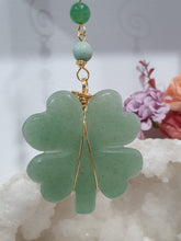 Load image into Gallery viewer, Crystal Energy Enhancer© Suncatcher Lucky Four-Leaf Clover Aventurine Clover Carving. Beaded with Aventurine, Amazonite and quartz. Brings Good Luck, Protection and Abundance