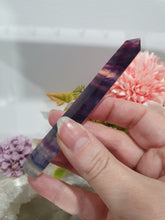 Load image into Gallery viewer, Fluorite WAND tower point Crystal Carving Stone
Inspires stability and grounding
Beautiful Fluorite Wand /Tower. Colours are just lovely