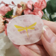 Load image into Gallery viewer, Rose-Quartz-Worry-Stone-Dragonfly-Moonlight-Crystals-Australia