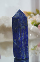 Load image into Gallery viewer, Lapis Lazuli with Pyrite Crystal Point Tower Stone.
INSPIRES HARMONY, WISDOM & PSYCHIC PROTECTION
Lovely Lapis Lazuli crystal point tower with gorgeous Pyrite inclusions.