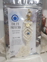 Load image into Gallery viewer, Evil-Eye-Macrame-Keyring-Key-Ring-Moonlight-Crystals-Australia