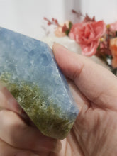 Load image into Gallery viewer, Blue Calcite Freeform Crystal Carving Stone 90mm 1 SMALL CHIPS BUT GLORIOUS FREEFORM