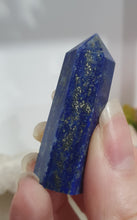Load image into Gallery viewer, Lapis Lazuli with Pyrite Crystal Point Tower Stone.
INSPIRES HARMONY, WISDOM & PSYCHIC PROTECTION
Lovely Lapis Lazuli crystal point tower with gorgeous Pyrite inclusions.