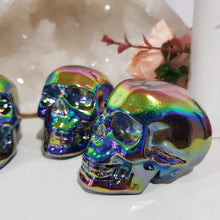 Load image into Gallery viewer, Skull Titanium Aura Obsidian Crystal Carving Gemstone stone 60mm 1