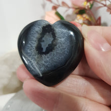 Load image into Gallery viewer, Heart Black Agate Crystal Carving on Stand Stone 40mm 9