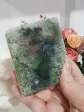 Load image into Gallery viewer, Moss-Agate-Slab-on-Stand-Crystal-Stone-Moonlight-Crystals-Australia
