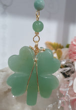 Load image into Gallery viewer, "LUCKY FOUR-LEAF CLOVER BLESSINGS" Aventurine Crystal Carving Gold Stone Crystal Energy Enhancer© / Hanger / Ornament / Suncatcher 230mm | Inspires Good Fortune, Abundance, Protection & Magic