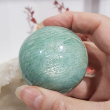 Load image into Gallery viewer, Amazonite-Sphere-Crystal-Carving-on-Stand-Stone-Moonlight-Crystals-Australia