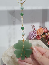 Load image into Gallery viewer, Crystal Energy Enhancer© Suncatcher Lucky Four-Leaf Clover Aventurine Clover Carving. Beaded with Aventurine, Amazonite and quartz. Brings Good Luck, Protection and Abundance