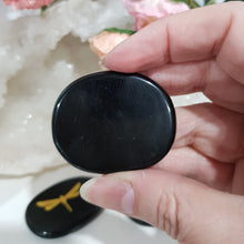 Load image into Gallery viewer, Black-Obsidian-Worry-Stone-Dragonfly-Moonlight-Crystals-Australia