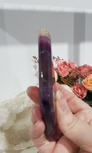 Load image into Gallery viewer, Diamond Rainbow Fluorite Crystal Carving on Silver Stand 170mm 7 GORGEOUS