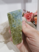 Load image into Gallery viewer, Blue Calcite Freeform Crystal Carving Stone 90mm 1 SMALL CHIPS BUT GLORIOUS FREEFORM