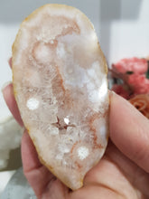 Load image into Gallery viewer, Pink Amethyst / Flower Agate Crystal Slab on Stand Stone 100mm 13