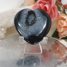 Load image into Gallery viewer, Heart Black Agate Crystal Carving on Stand Stone 40mm 9