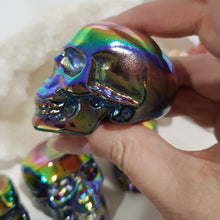 Load image into Gallery viewer, Skull Titanium Aura Obsidian Crystal Carving Gemstone stone 60mm 1