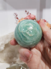 Load image into Gallery viewer, Amazonite-Sphere-Crystal-Carving-on-Stand-Stone-Moonlight-Crystals-Australia