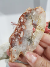 Load image into Gallery viewer, Pink Amethyst / Flower Agate Crystal Slab on Stand Stone 100mm 12