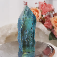 Load image into Gallery viewer, Blue-Titanium-Aura-Sphalerite-Crystal-Tower