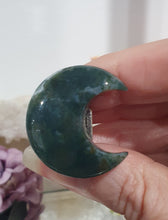 Load image into Gallery viewer, Moon Car Clip Moss Agate Stone Crystal Carving Stone
Inspires Transformation and Grounding
Moon Crystal Car Clip. Decorative Clip for Car Vent.