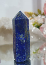Load image into Gallery viewer, Lapis Lazuli with Pyrite Crystal Point Tower Stone.
INSPIRES HARMONY, WISDOM & PSYCHIC PROTECTION
Lovely Lapis Lazuli crystal point tower with gorgeous Pyrite inclusions.