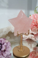 Load image into Gallery viewer, Star Rose Quartz Crystal Carving Stone on Stand
Inspires Unconditional Love
Gorgeous Rose Quartz Star Crystal Carving Stone on stand.