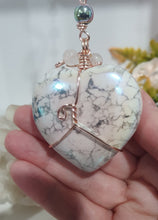 Load image into Gallery viewer, "HEART OF A UNICORN" Aura Howlite Heart Rose Gold Crystal Energy Enhancer© Hanger Ornament Suncatcher 200mm | Inspires Magick & Love