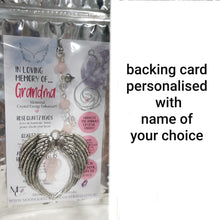 Load image into Gallery viewer, MEMORIAL KEEPSAKE Angel Wings ROSE QUARTZ Crystal Energy Enhancer© / Ornament / Sun Catcher / Memorial Hanger 195mm