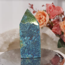 Load image into Gallery viewer, Blue-Titanium-Aura-Sphalerite-Crystal-Tower