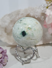 Load image into Gallery viewer, Phoenix Stone Sphere Crystal Carving Stone on Silver Stand
Inspires Compassion
Lovely Phoenix Stone Crystal Sphere Carving Stone on silver stand.