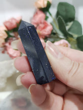 Load image into Gallery viewer, Blue Sandstone (man made) Crystal Point Tower Stone 55mm 1 SPARKLY