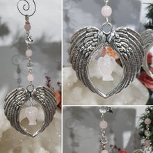 Load image into Gallery viewer, Memorial-Angel-Wings-Rose-Quartz-Crystal-Energy-Enhancer-Ornament-Suncatcher-Hanger-Moonlight-Crystals-Australia