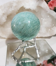 Load image into Gallery viewer, Amazonite-Sphere-Crystal-Carving-on-Stand-Stone-Moonlight-Crystals-Australia