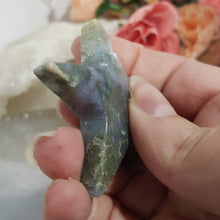 Load image into Gallery viewer, Green Moss Agate Star Crystal Carving Stone 60mm 5 ROUGH TIP EDGE