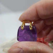 Load image into Gallery viewer, Handbag Amethyst Crystal Carving Stone gold handle 20mm hand bag