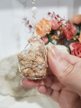 Load image into Gallery viewer, GRACE & CONNECTION - DIVINE | LOVE | SPIRITUALITY - Pink Amethyst Geode Silver Wired Crystal Energy Enhancer© / Hanger / Ornament / Sun Catcher 200mm