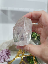 Load image into Gallery viewer, Quartz Freeform Crystal Carving Quartz Stone on gold Stand 70mm | Inspires Power, Purity and Spirituality