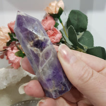 Load image into Gallery viewer, Amethyst Chevron Crystal Stone Point Tower Stone 60mm 8