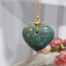 Load image into Gallery viewer, Amazonite Heart Crystal Pendant Gold Wired Gemstone 40mm (chain NOT included) P170