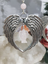 Load image into Gallery viewer, MEMORIAL KEEPSAKE Angel Wings ROSE QUARTZ Crystal Energy Enhancer© / Ornament / Sun Catcher / Memorial Hanger 195mm