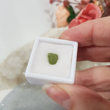 Load image into Gallery viewer, Peridot Crystal Gemstone Small Roughs / Specimen in display case 6mm / .60 carat (approx) 2 SUPER AFFORDABLE!
