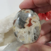 Load image into Gallery viewer, Crazy Lace Agate Palm Stone Crystal Carving 45mm 1