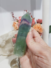 Load image into Gallery viewer, Fluorite point / tower on stand Crystal Carving Stone 280mm