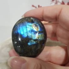 Load image into Gallery viewer, Labradorite crystal Palm Stone Stone 42mm 9 CHIPS / SCRATCHES