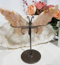 Load image into Gallery viewer, Butterfly Wings on Stand Flower Agate Crystal carving gemstone stone 120mm 2