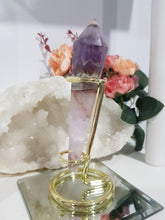 Load image into Gallery viewer, Amethyst Agate Sceptor on Gold Stand Crystal Carving Stone 170mm 1 LOVELY!
