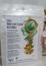 Load image into Gallery viewer, LUCKY FOUR LEAF CLOVER BLESSINGS" Metal Clover with Aventurine Beads Crystal Keyring
Choose from Gold of Silver medal colour.
INSPIRES ABUNDANCE AND GOOD FORTUNE
