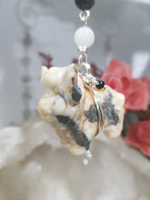 Load image into Gallery viewer, "MOOO-VE THE ENERGY" Highland Cow Crystal Zebra Agate Stone Silver Crystal Energy Enhancer© / Hanger / Ornament / Suncatcher 190mm Promotes Strength, Clarity & Protection